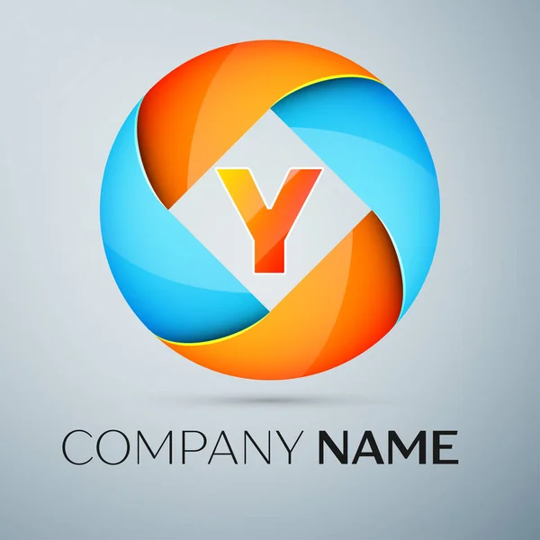 Символ векторного логотипа буквы Y в красочном круге. Векторный шаблон для Вашего дизайна — стоковый вектор