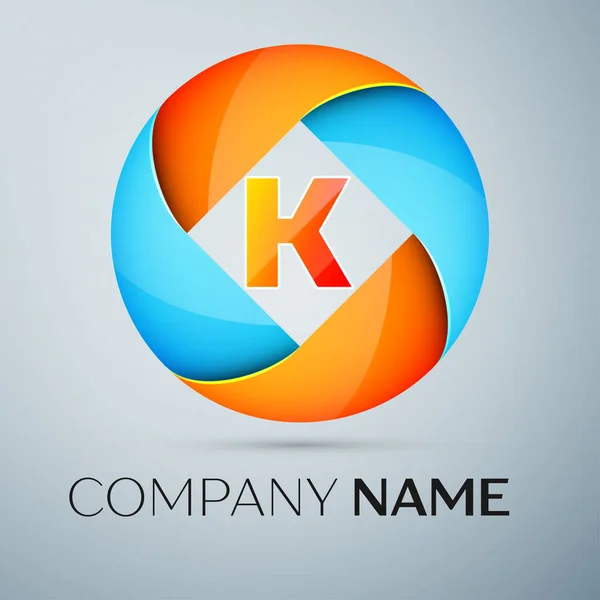 Letra K símbolo del logotipo del vector en el círculo de colores. Plantilla vectorial para su diseño — Vector de stock