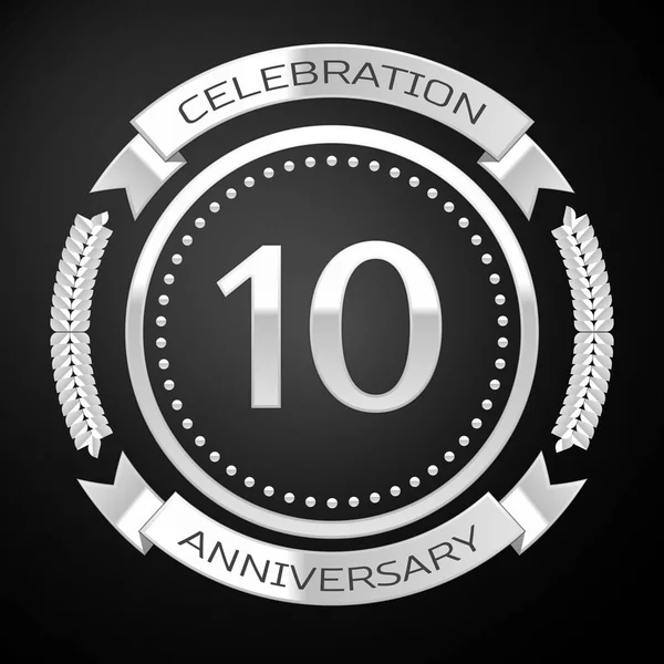 Gümüş Yüzük ve kurdele ile on yıl yıldönümü kutlama.