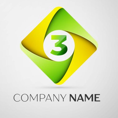 Üç numaralı vektör logo simge renkli rhombus. Tasarımınız için vektör şablonu