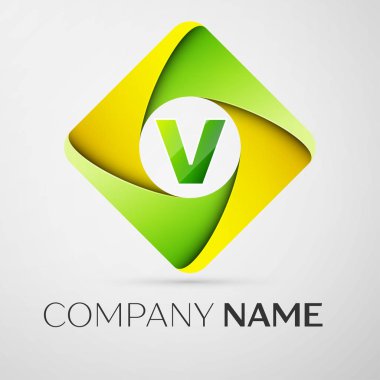 Renkli rhombus harf V vektör logo simge. Tasarımınız için vektör şablonu