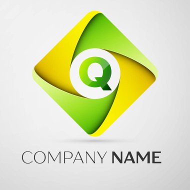 Renkli rhombus harf Q vektör logo simge. Tasarımınız için vektör şablonu