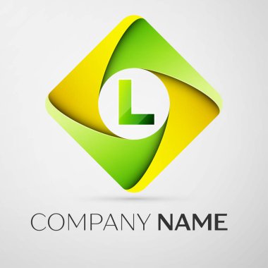 L harfi vektör logo simge renkli rhombus. Tasarımınız için vektör şablonu
