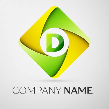 D harfi vektör logo simge renkli rhombus. Tasarımınız için vektör şablonu