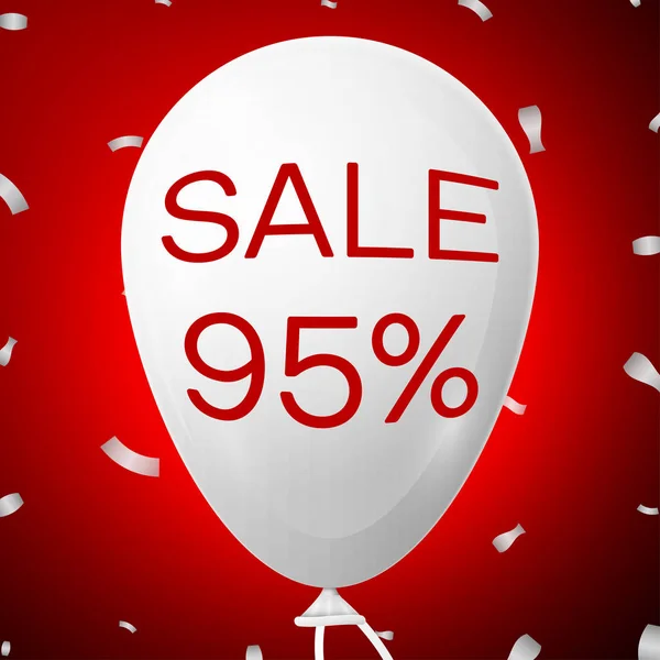 Weiße Luftballon mit Textverkauf 95 Prozent Rabatt. Verkaufskonzept für Geschäfte speichern Markt, Web und anderen Handel. Vektorillustration — Stockvektor