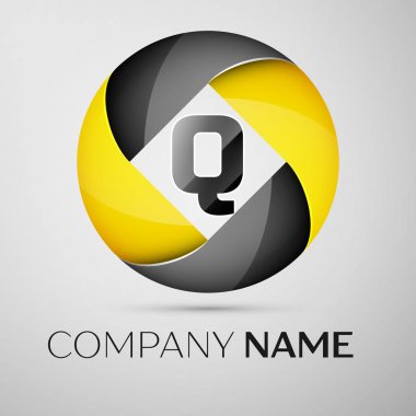 Harf Q vektör logo sembol renkli daire içinde. Tasarımınız için vektör şablonu