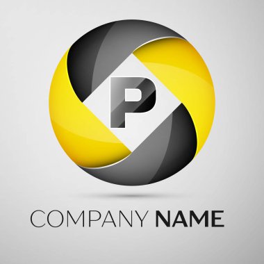 P harfi vektör logo sembol renkli daire içinde. Tasarımınız için vektör şablonu