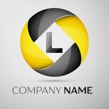 L harfi vektör logo sembol renkli daire içinde. Tasarımınız için vektör şablonu