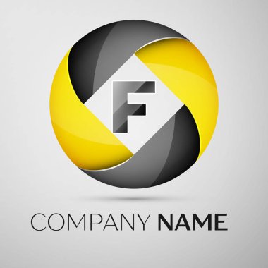 F harfi vektör logo sembol renkli daire içinde. Tasarımınız için vektör şablonu