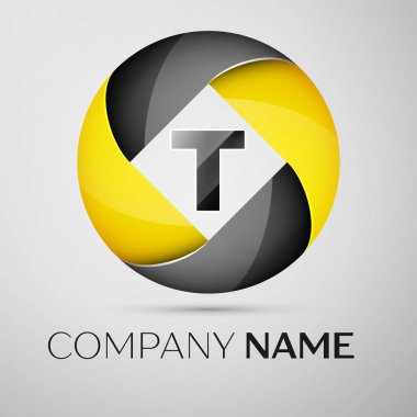 T harfinin vektör logo sembol renkli daire içinde. Tasarımınız için vektör şablonu