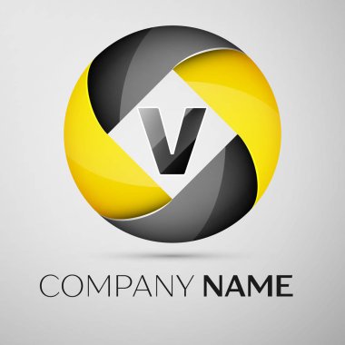 Harf V vektör logo sembol renkli daire içinde. Tasarımınız için vektör şablonu