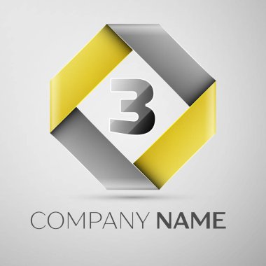 Üç numaralı vektör logo simge renkli rhombus. Tasarımınız için vektör şablonu