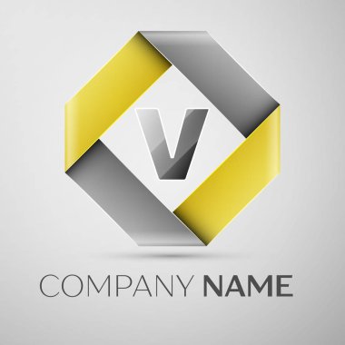 Renkli rhombus harf V vektör logo simge. Tasarımınız için vektör şablonu