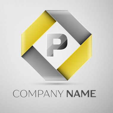 P harfi vektör logo simge renkli rhombus. Tasarımınız için vektör şablonu