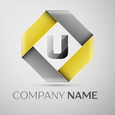 U harfi vektör logo simge renkli rhombus. Tasarımınız için vektör şablonu