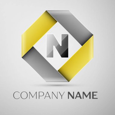 N harfi vektör logo simge renkli rhombus. Tasarımınız için vektör şablonu
