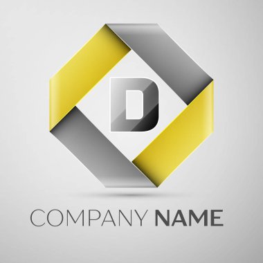 D harfi vektör logo simge renkli rhombus. Tasarımınız için vektör şablonu