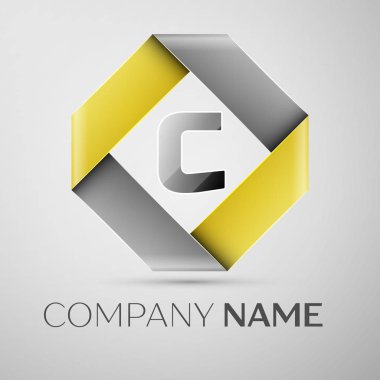 C harfi vektör logo simge renkli rhombus. Tasarımınız için vektör şablonu