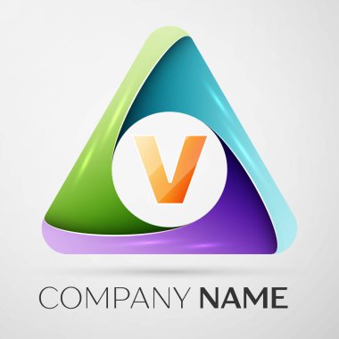 Harf V vektör logo sembol renkli üçgen içinde. Tasarımınız için vektör şablonu