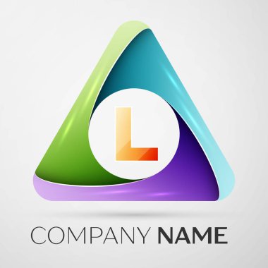 L harfi vektör logo sembol renkli üçgen içinde. Tasarımınız için vektör şablonu