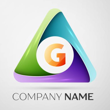G harfi vektör logo sembol renkli üçgen içinde. Tasarımınız için vektör şablonu