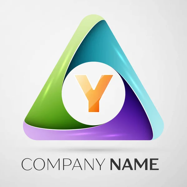 Letter Y vector logo symbol in the colorful triangle. Vector template for your design — Stock Vector