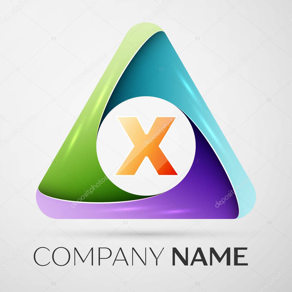 Letter X vector logo symbol in the colorful triangle. Vector template for your design