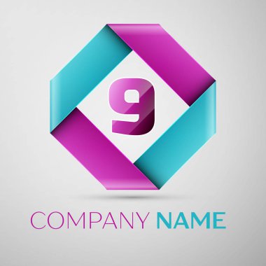 Dokuz numaralı vektör logo simge renkli rhombus. Tasarımınız için vektör şablonu