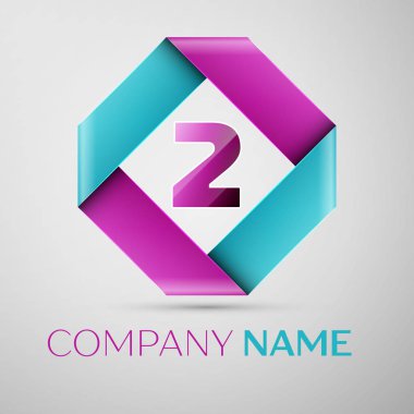 İki numaralı vektör logo simge renkli rhombus. Tasarımınız için vektör şablonu