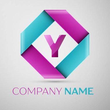 Y harfi vektör logo simge renkli rhombus. Tasarımınız için vektör şablonu