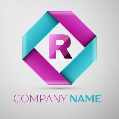 Renkli rhombus harf R vektör logo simge. Tasarımınız için vektör şablonu