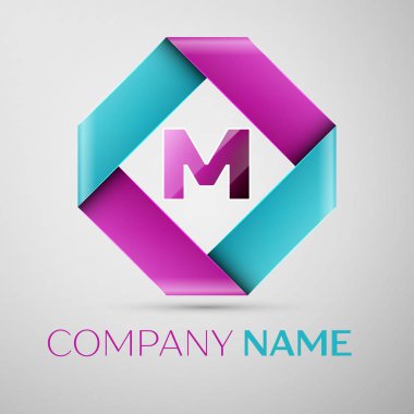 Renkli rhombus harf M vektör logo simge. Tasarımınız için vektör şablonu