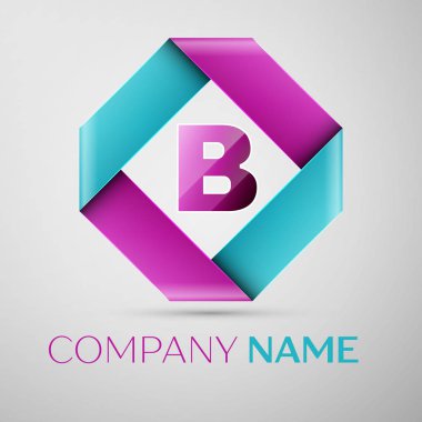 B harfi vektör logo simge renkli rhombus. Tasarımınız için vektör şablonu