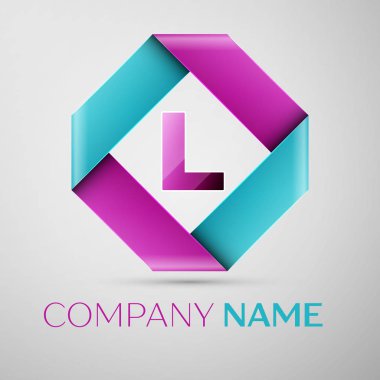 L harfi vektör logo simge renkli rhombus. Tasarımınız için vektör şablonu