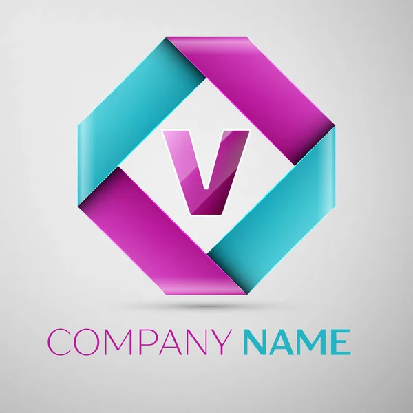 Levél V vektor logo szimbólum a színes rombusz. A design vektor sablon — Stock Vector