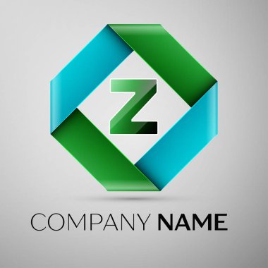 Renkli rhombus harf Z vektör logo simge. Tasarımınız için vektör şablonu