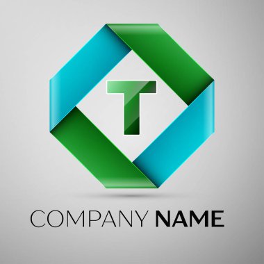 Renkli rhombus T harfinin vektör logo simge. Tasarımınız için vektör şablonu