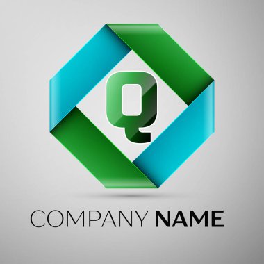 Renkli rhombus harf Q vektör logo simge. Tasarımınız için vektör şablonu