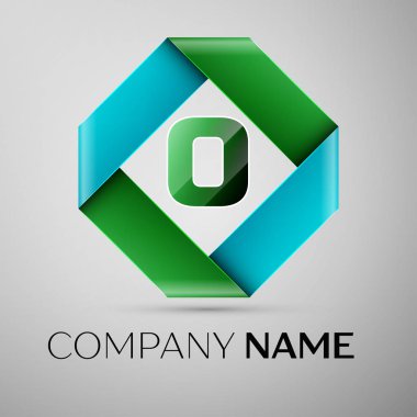Renkli rhombus O harfi vektör logo simge. Tasarımınız için vektör şablonu