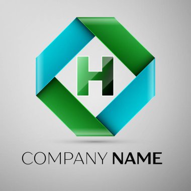 Renkli rhombus harfi H vektör logo simge. Tasarımınız için vektör şablonu