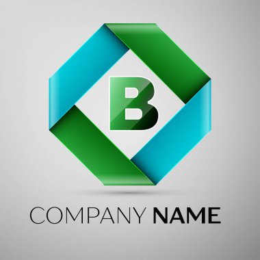 B harfi vektör logo simge renkli rhombus. Tasarımınız için vektör şablonu