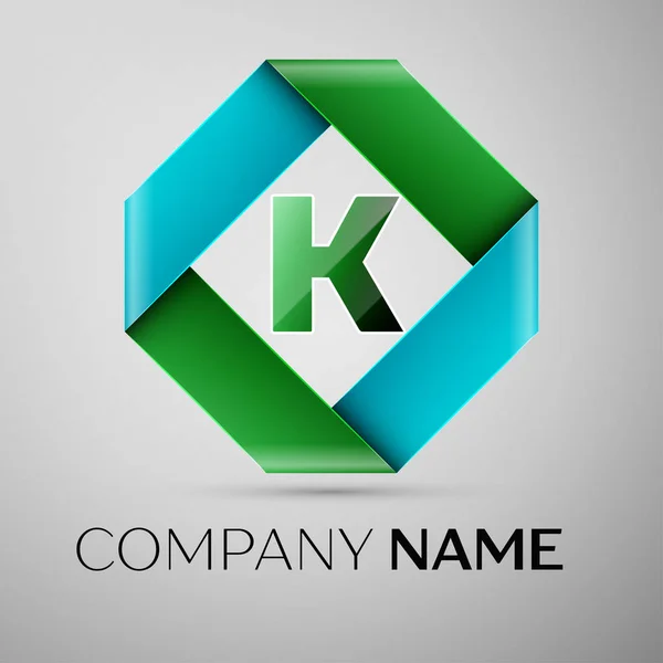 Letra K símbolo del logotipo del vector en el rombo de colores. Plantilla vectorial para su diseño — Vector de stock