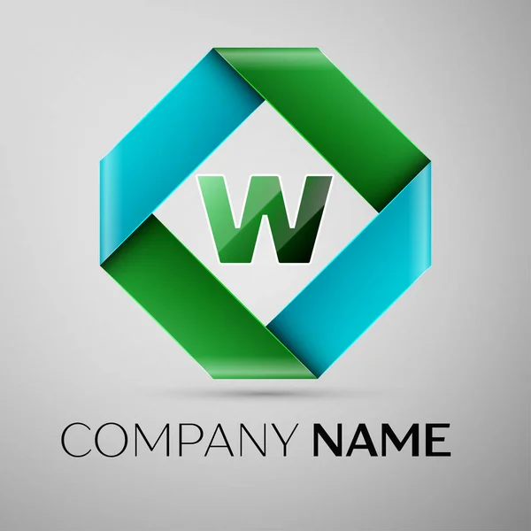 Letter W vector logo symbol in the colorful rhombus. Vector template for your design — Stock Vector