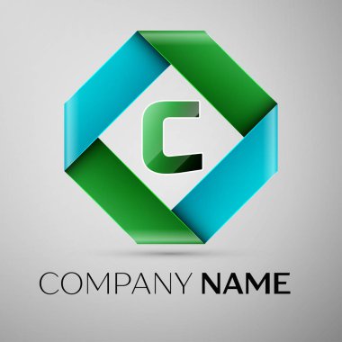 C harfi vektör logo simge renkli rhombus. Tasarımınız için vektör şablonu