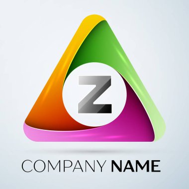 Z harfi vektör logo sembol renkli üçgen içinde. Tasarımınız için vektör şablonu