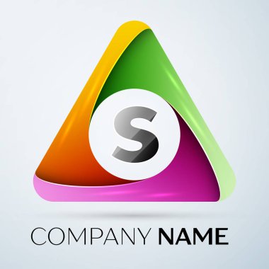 S harfi vektör logo sembol renkli üçgen içinde. Tasarımınız için vektör şablonu