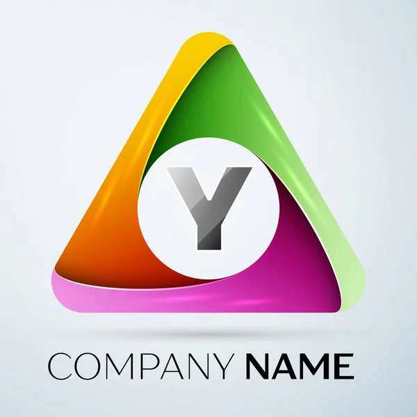 Символ вектора буквы Y в красочном треугольнике. Векторный шаблон для Вашего дизайна — стоковый вектор