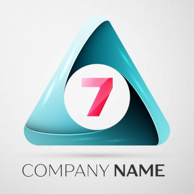 Yedi numaralı vektör logo sembol gri arka plan üzerinde renkli üçgen içinde. Tasarımınız için vektör şablonu