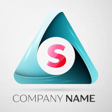 S harfi vektör logo sembol gri arka plan üzerinde renkli üçgen içinde. Tasarımınız için vektör şablonu