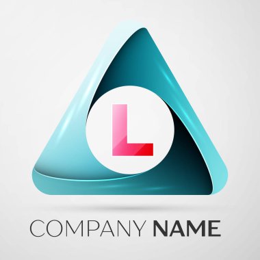 L harfi vektör logo sembol gri arka plan üzerinde renkli üçgen içinde. Tasarımınız için vektör şablonu